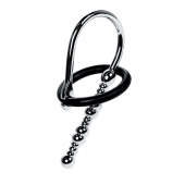 Серебристый уретральный плаг-бусины TOYFA Metal с мягким фиксириющим кольцом - ToyFa - купить с доставкой в Ангарске