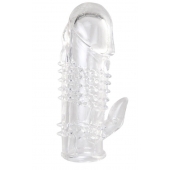 Прозрачная гелевая насадка с шипами и клиторальным отростком - 13 см. - Toyfa Basic - в Ангарске купить с доставкой