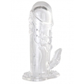 Прозрачная гелевая насадка с клиторальным отростком - 13 см. - Toyfa Basic - в Ангарске купить с доставкой