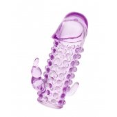 Закрытая фиолетовая насадка с 2 отростками - 13 см. - Toyfa Basic - в Ангарске купить с доставкой