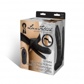 Полый страпон с двумя отростками и вибрацией Unisex Vibrating Hollow Strap-On Double Penetrating Dildo - 17,8 см. - Lux Fetish - купить с доставкой в Ангарске