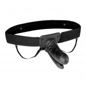 Полый страпон с двумя отростками и вибрацией Unisex Vibrating Hollow Strap-On Double Penetrating Dildo - 17,8 см. - Lux Fetish - купить с доставкой в Ангарске