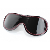 Чёрная перфорированная маска из кожи с красной строчкой - БДСМ Арсенал - купить с доставкой в Ангарске