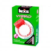 Розовое эрекционное виброкольцо Luxe VIBRO  Поцелуй стриптизёрши  + презерватив - Luxe - в Ангарске купить с доставкой
