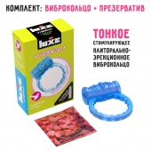Голубое эрекционное виброкольцо Luxe VIBRO  Райская птица  + презерватив - Luxe - в Ангарске купить с доставкой