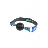 Кляп-шарик на чёрно-синих ремешках - Sitabella - купить с доставкой в Ангарске