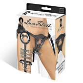 Черные трусики для страпона из патентованной кожи - Lux Fetish - купить с доставкой в Ангарске