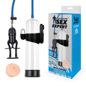 Прозрачная вакуумная вибропомпа Sex Expert с насадкой-вагиной - Sex Expert - в Ангарске купить с доставкой