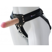 Черный пояс-трусики с насадкой  Гламур Dana  - 15,5 см. - LOVETOY (А-Полимер) - купить с доставкой в Ангарске