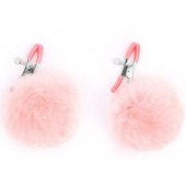 Зажимы для сосков с розовым пушком - Notabu - купить с доставкой в Ангарске