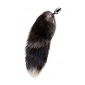 Серебристая металлическая анальная втулка с хвостом чернобурой лисы - размер S - ToyFa - купить с доставкой в Ангарске