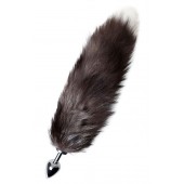 Серебристая металлическая анальная втулка с хвостом чернобурой лисы - размер S - ToyFa - купить с доставкой в Ангарске