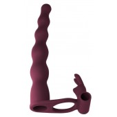 Бордовая вибронасадка для двойного проникновения Jungle Bunny - 17 см. - Lola Games - купить с доставкой в Ангарске