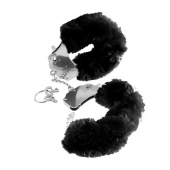Металлические наручники Furry Love Cuffs с черным мехом - Pipedream - купить с доставкой в Ангарске