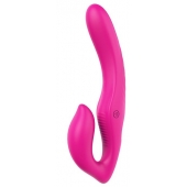 Ярко-розовый безремневой страпон REMOTE DOUBLE DIPPER - 22 см. - Dream Toys - купить с доставкой в Ангарске
