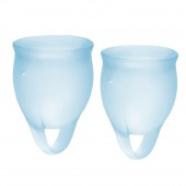 Набор голубых менструальных чаш Feel confident Menstrual Cup - Satisfyer - купить с доставкой в Ангарске