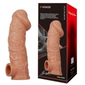 Телесная насадка на фаллос с отверстием для мошонки EXTREME SLEEVE - 17,6 см. - KOKOS - в Ангарске купить с доставкой