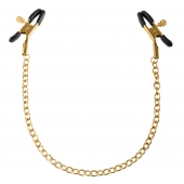 Чёрные с золотом зажимы на соски Gold Chain Nipple Clamps - Pipedream - купить с доставкой в Ангарске