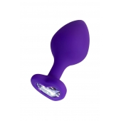 Фиолетовая анальная втулка Diamond Heart с прозрачным кристаллом - 8 см. - ToyFa - купить с доставкой в Ангарске