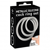 Набор из 3 эрекционных колец под металл Metallic Silicone Cock Ring Set - Orion - в Ангарске купить с доставкой