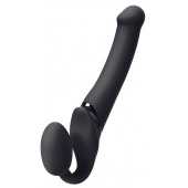 Черный безремневой вибрострапон Silicone Bendable Strap-On M - Strap-on-me - купить с доставкой в Ангарске