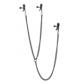 Черные зажимы на соски и клитор на цепочке DELUXE NIPPLE   CLIT CLAMPS - Dream Toys - купить с доставкой в Ангарске