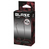 Черные зажимы на соски на цепочке BLAZE DELUXE NIPPLE CLAMPS - Dream Toys - купить с доставкой в Ангарске
