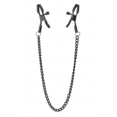 Черные зажимы на соски на цепочке BLAZE DELUXE NIPPLE CLAMPS - Dream Toys - купить с доставкой в Ангарске