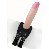 Черный узкий пояс на бедро с телесной насадкой - LOVETOY (А-Полимер) - купить с доставкой в Ангарске
