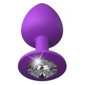 Фиолетовая анальная пробка со стразом Her Little Gem Large Plug - 9,5 см. - Pipedream - купить с доставкой в Ангарске