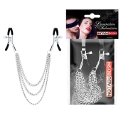 Оригинальные зажимы на соски с тройной цепочкой - Notabu - купить с доставкой в Ангарске