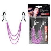 Оригинальные зажимы на соски с тройной розовой цепочкой - Notabu - купить с доставкой в Ангарске