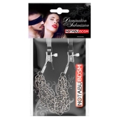 Оригинальные зажимы на соски с тройной короткой цепочкой - Notabu - купить с доставкой в Ангарске