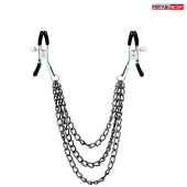 Оригинальные зажимы на соски с тройной короткой цепочкой - Notabu - купить с доставкой в Ангарске