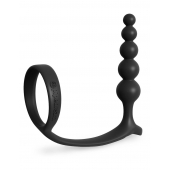 Черная анальная цепочка с эрекционным кольцом Ass-gasm Cockring Anal Beads - Pipedream - в Ангарске купить с доставкой