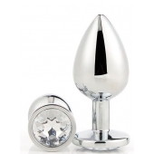 Серебристая анальная втулка с прозрачным кристаллом - 7,1 см. - Dream Toys - купить с доставкой в Ангарске