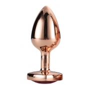 Золотистая анальная втулка с кристаллом-сердечком розового цвета - 7,1 см. - Dream Toys - купить с доставкой в Ангарске