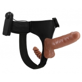 Страпон с вагинальной пробкой и вибрацией Ultra Passionate Harness - 16 см. - Baile - купить с доставкой в Ангарске