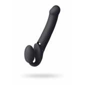 Черный безремневой вибрострапон Vibrating Bendable Strap-On L - Strap-on-me - купить с доставкой в Ангарске