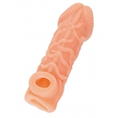 Телесная закрытая насадка с венками Cock Sleeve Size S - 13,8 см. - KOKOS - в Ангарске купить с доставкой