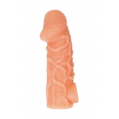 Телесная закрытая насадка с венками Cock Sleeve Size M - 15,6 см. - KOKOS - в Ангарске купить с доставкой
