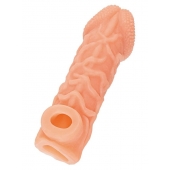 Телесная закрытая насадка с венками Cock Sleeve Size L - 17,6 см. - KOKOS - в Ангарске купить с доставкой