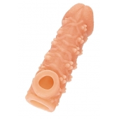 Телесная закрытая насадка с пучками шишечек Cock Sleeve Size S - 13,8 см. - KOKOS - в Ангарске купить с доставкой