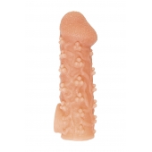Телесная закрытая насадка с пучками шишечек Cock Sleeve Size M - 15,6 см. - KOKOS - в Ангарске купить с доставкой