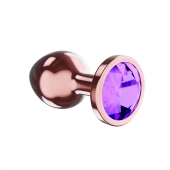 Пробка цвета розового золота с фиолетовым кристаллом Diamond Amethyst Shine S - 7,2 см. - Lola Games - купить с доставкой в Ангарске