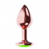 Пробка цвета розового золота с лаймовым кристаллом Diamond Emerald Shine S - 7,2 см. - Lola Games - купить с доставкой в Ангарске
