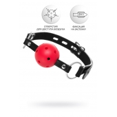 Красный кляп-шар на черных ремешках - ToyFa - купить с доставкой в Ангарске