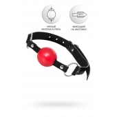 Красный кляп-шар на черных ремешках Anonymo - ToyFa - купить с доставкой в Ангарске