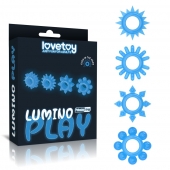 Набор из 4 голубых, светящихся в темноте эрекционных колец Lumino Play - Lovetoy - в Ангарске купить с доставкой