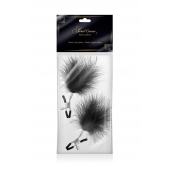Зажимы на соски с черными пуховыми кисточками Sweet Caress Feather Nipple Clumps - Sweet Caress - купить с доставкой в Ангарске